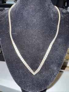Vintage Tri-Tone Sterling Silver 925 "V" Design Collar Necklace 16 - Picture 1 of 5