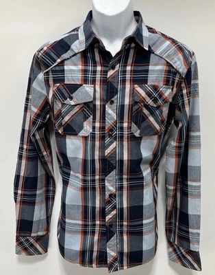 Carbon Mens Shirt Button Down Long Sleeve Plaid Classic Fit Size Medium - Image 1 of 4