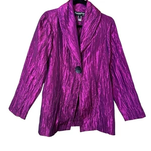 Vintage Painted Pony Women’s Small Metallic Purple Iridescent Pockets Blazer USA - Picture 1 of 14