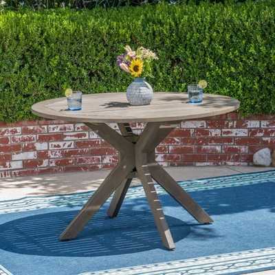 Stanford Outdoor Round Acacia Wood Dining Table W X Base - Image 1 of 4
