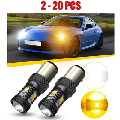 2-20PCS 1157 Switchback White/Amber 6000K Color Signal Turn LED DRL Light Bulbs - Image 1 of 4