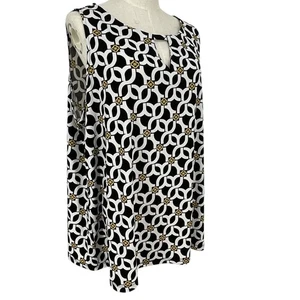 Susan Graver ärmelloses Top Damen geometrisches Muster Schlüssellochausschnitt Übergröße 2X - Bild 1 von 8