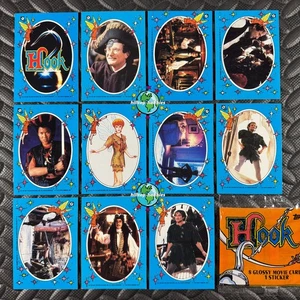 TOPPS 1991 HOOK COMPLETE 11-STICKER CARD SET+WRAPPER ROBIN WILLIAMS PETER PAN - Picture 1 of 2