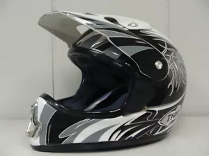 THH TX-10 MOTORCROSS HELMET #7 SILVER WITH BLACK AND WHITE (XLARGE) DOT APPROVED - Picture 1 of 3