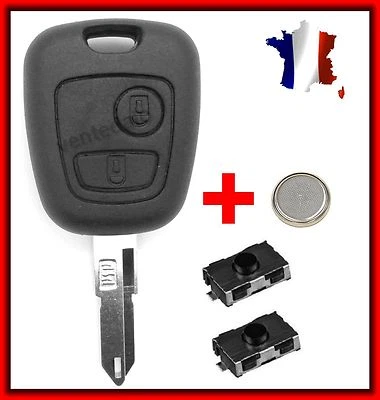 Coque Plip Clé Télécommande Pour Peugeot 106/206/107/207/307/ +2 Switchs Bouton - Image 1 of 2