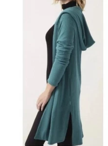 Cárdigan abierto Athleta Harmony Pose Wrap para mujer talla M azul verdoso con capucha acanalada usado en excelente estado - Imagen 1 de 13