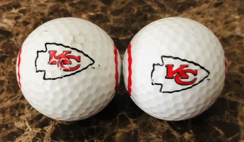 Kansas City Chiefs Golf Balls Lot Of 2 NFL Team Logo / Team Name Football Design Cover