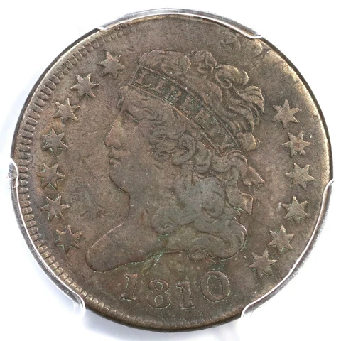 1810 PCGS VF 20 Double Struck 90% OC Classic Head Half Cent Coin 1/2c Cover