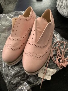 Pink Lace Lightweight Wedge Shoes / Brogues Type 6 - Picture 1 of 4