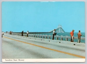 Postcard Sunshine State Skyway Men Fishing St Petersburg. Florida - Picture 1 of 2