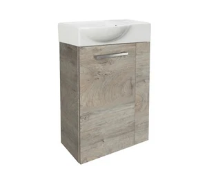 Gäste WC Set SBC 2-tlg 45cm breit Badmöbel Waschtischunterschrank Braun STANFORD - Bild 1 von 6