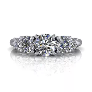 Round Cut 0.87Ct D/VVS1 Moissanite Engagement Ring 14K Solid White Gold Size 7 8 - Picture 1 of 6