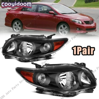 2Pcs For Toyota Corolla 2009-2010 Headlamps Black Housing Headlights Assembly - Image 1 of 4