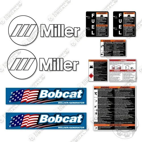适用于 Miller Bobcat 225 贴花套件发电机贴花替换贴纸  — 第 1/1 张图片
