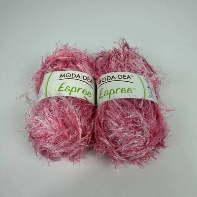 MODA DEA Espree Eyelash Yarn Pinks 2251 Lot 2 Bulky Knit Crochet Scarf Trim DIY - Image 1 of 4