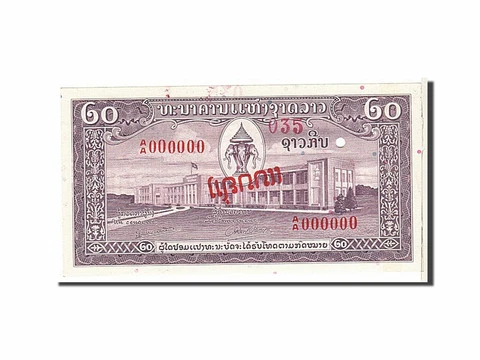 [#112012] Banknote, Lao, 20 Kip, 1957, KM:4a, AU Cover