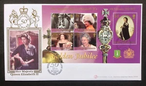 GB Buckingham 2002 QEII Golden Jubilee Islas Vírgenes M/S en cubierta del primer día - Imagen 1 de 2