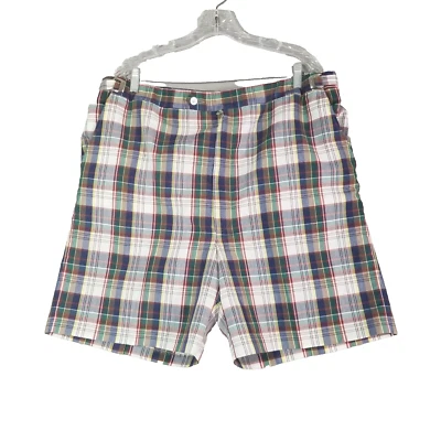 Higgins shorts men's large Blue plaid adjustable waist vintage 80's preppy geek - Image 1 of 4