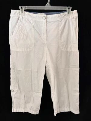 Van Heusen capri pants size 14 roll tab shorter 16 - 20" inseam white cotton - Image 1 of 4