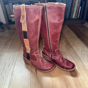 Josef Seibel Women's Red Leather Knee High Boots Spirit Of Nature EU 38/US 7.5 - Picture 1 of 23