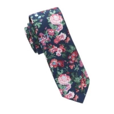 Original Pingüino Para Hombres Azul Rosa Floral Colorido Estampado Corbata Ajustada Ropa de Trabajo Nuevo Foto 1 de 4