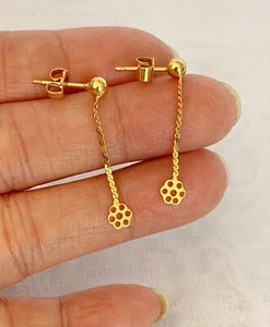 14 Karat Gold massiver Ohrhänger 30 mm lang - Bild 1 von 9