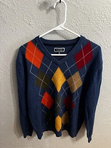 Club Room Mens Blue Diamond Crewneck Sweater  Size X-Large - Picture 1 of 8