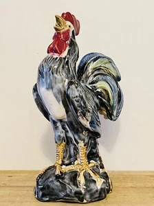 Italian Majolica Rooster Figurine Hand-Painted Ceramic Detailed - Picture 1 of 16