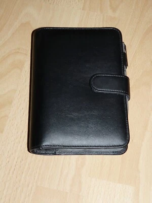 Terminplaner schwarz Din A6 - Kunstleder - ohne Kalendarium - Druckknopf -6-Ring - Bild 1 von 4