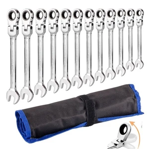 Set di chiavi a cricchetto flessibili 12 pezzi 8-19 mm chiave ingranaggio anello cricchetto combinazione... - Foto 1 di 9