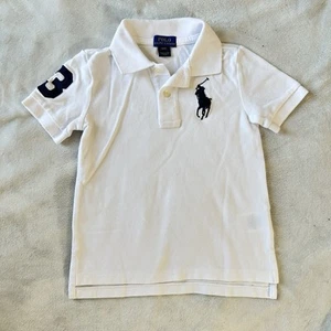 Polo Ralph Lauren Polo Shirt Big Pony #3 Short Sleeve White 4/4T - Picture 1 of 6