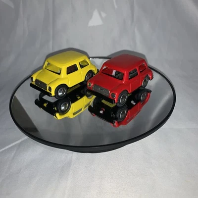 LOT OF 2 Tin Mini Cooper with friction drive Red And Yellow Unbranded Italy - Image 1 of 4