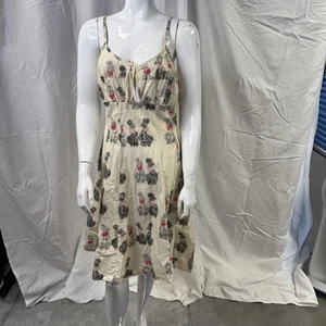 Vestido Solero Vintage Años 50 Blanco Estampado Caniche Negro Blanco Lazos Talla L - Imagen 1 de 10
