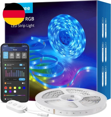Govee Wifi LED Strip 5M, Smart RGB LED Streifen, App-Steuerung, Musik Sync, Funk - Bild 1 von 4