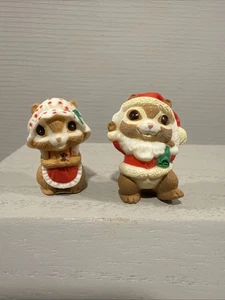 Hallmark Merry Miniature 1985 Mr. and Mrs. Santa CHIPMUNK - Picture 1 of 10