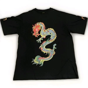 Evisu Heritage 3XL Black T-Shirt w/Full Back Dragon & Gold Godhead Embroidery - Picture 1 of 10