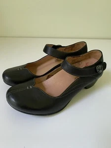 Taos Samba Black Leather Mary Jane Shoes Hook & Loop Strap Womens Size US 7 - Picture 1 of 10
