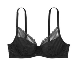 Victoria's Secret Fishnet Plunge Bra Black NWT Size 34DD Padded - Picture 1 of 4