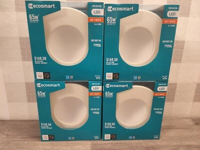 4 Pk EcoSmart 65W Soft White 2700K Dimmable LED Recessed Downlight Indirect New✅ - Image 1 of 3