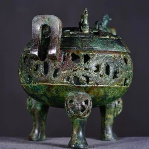 China Western Zhou Bronze bottle pot incense burner Weathered nature sculpture - Picture 1 of 9