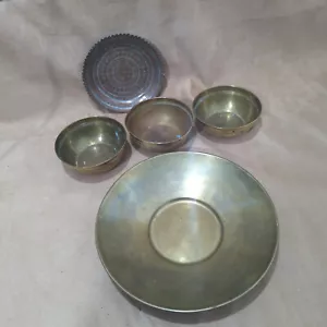 More details for antique tibetan copper and brass kitchenware pot and plate and serving plate