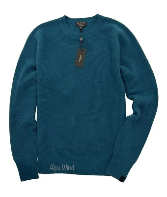 Rag & Bone Men's  Haldon Waffle Cashmere Crewneck Sweater  DK Green SZ. M $475 - Image 1 of 4