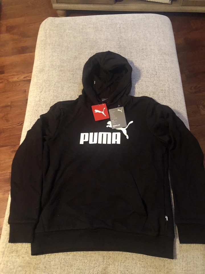 PUMA Women's Essentials Logo Hoody Fleece Cotton Black Size Large Ly7j