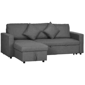 3 Seater Corner Sofa Bed w/ Storage Reversible Chaise for Living Room Dark Grey - Picture 1 of 6