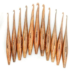 Rosewood Ergonomic Crochet Hooks Set of 11 Set 3.5mm to 10mm - Natural Hand T... - Picture 1 of 6
