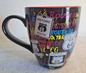 Historic Route 66 Coffee/Tea Mug, Black w/Silver, 12 oz; 4" Across - Picture 1 of 3
