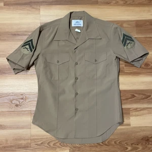USMC Marine Corps Shirt Dress Man's Khaki Shade M-1 Quarter Short Sleeve 16 - Picture 1 of 4