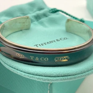 Tiffany & Co. 1837 Titanium Bangle Bracelet 925 Silver 7 1/4" 29.0g - Picture 1 of 17