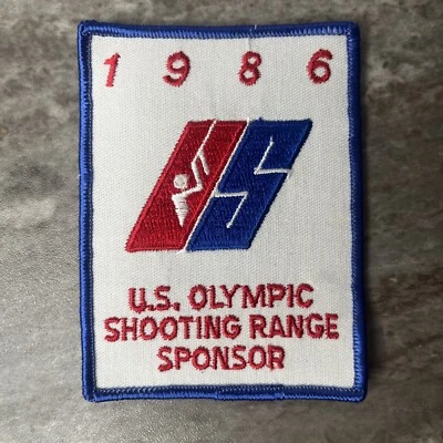 Vtg 1986 US Olympic Shooting Team Range Sponsor Souvenir Embroidered Patch 4x3” Foto 1 de 4
