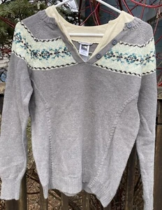 The North Face Damen Fair Isle 1/4 Faux Knopfleiste Lagenlook Pullover Medium sehr guter Zustand - Bild 1 von 8